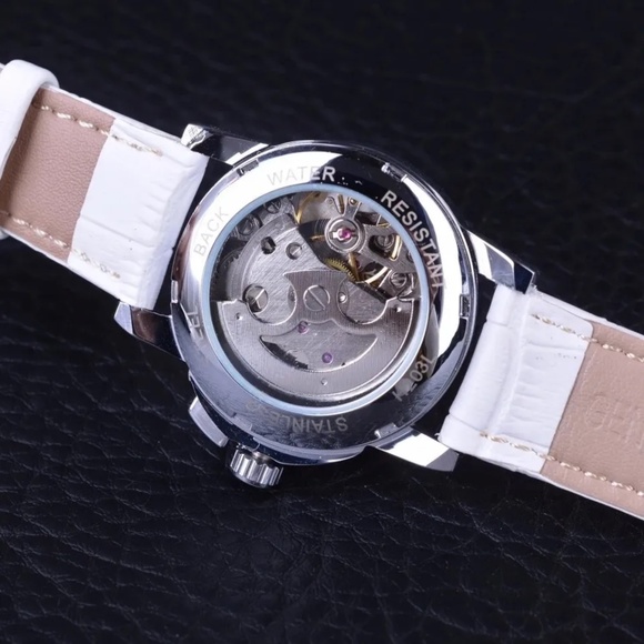 Womens Automatic Transparent Skeleton Luxury Leather Band Ladies Watch Gift Idea main image 6